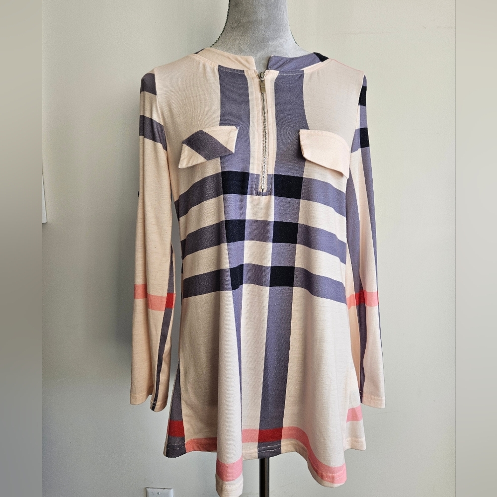 Bohemian Cream & Gray Blouse